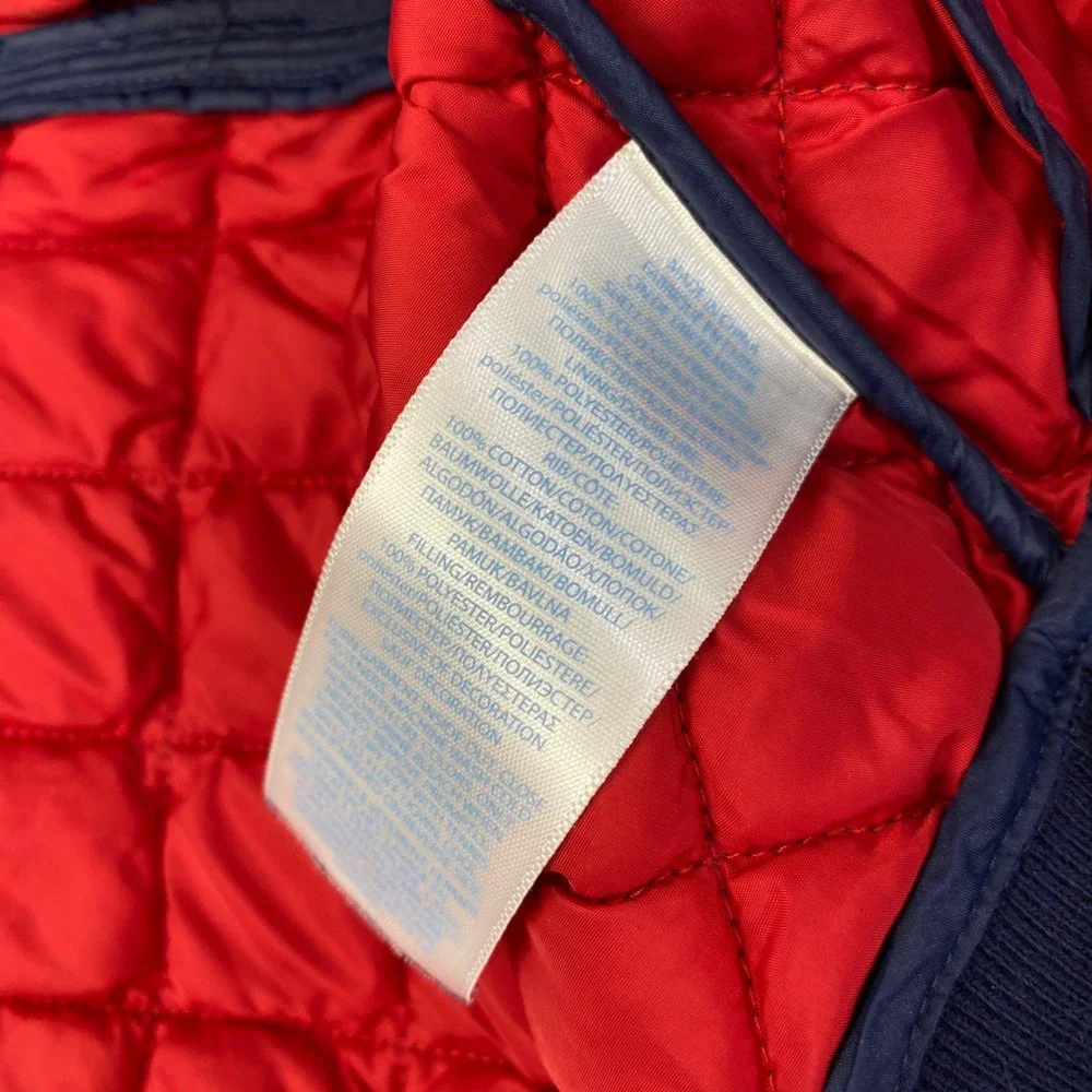 Ralph Lauren Quilted Bomber Jacket Baby Boy 3M Navy Blue Red Pony Zip Up Coat